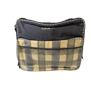 Graco Diaper Bag Vintage 2000s ~ Gray Green Tan Plaid "Grand Trip"